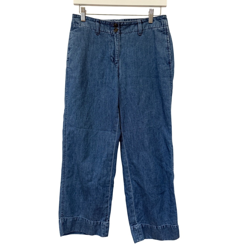 Talbots New‎ England Chino Women 4P Blue Cotton Hemp Wide Leg Pants